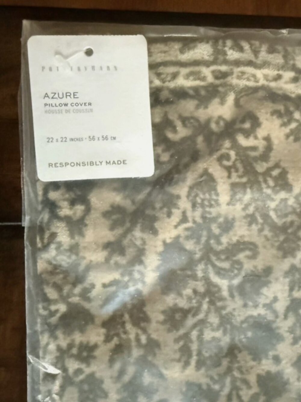 NEW 22" SQ Pottery Barn Azure Velvet Printed Pillow Cover | Fall Loden Green